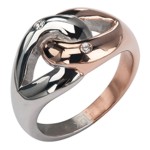 Steel Rose gold plated Knot Ring with Cubic Zirconias